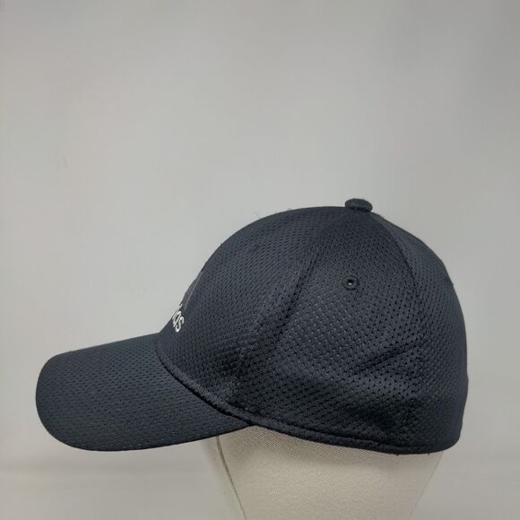 Adidas Aeroready Fitted Hat Black S/M Embroidered 3 Stripes Vent Holes - Picture 3 of 10